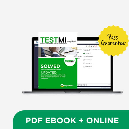 TESTMI Aptitude Test Prep Questions & Answers Practice Pack TESTMI assessment preparation cover