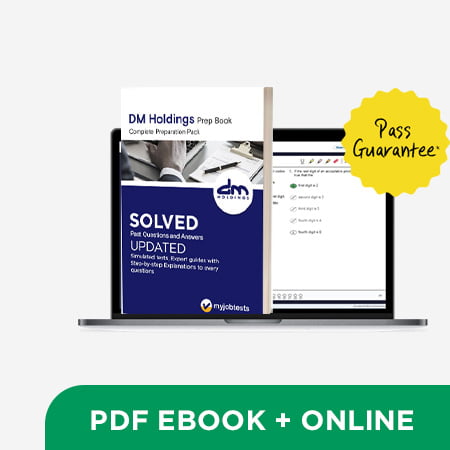 DM HOLDINGS Aptitude Test Prep Pack DM Holdings assessment preparation cover