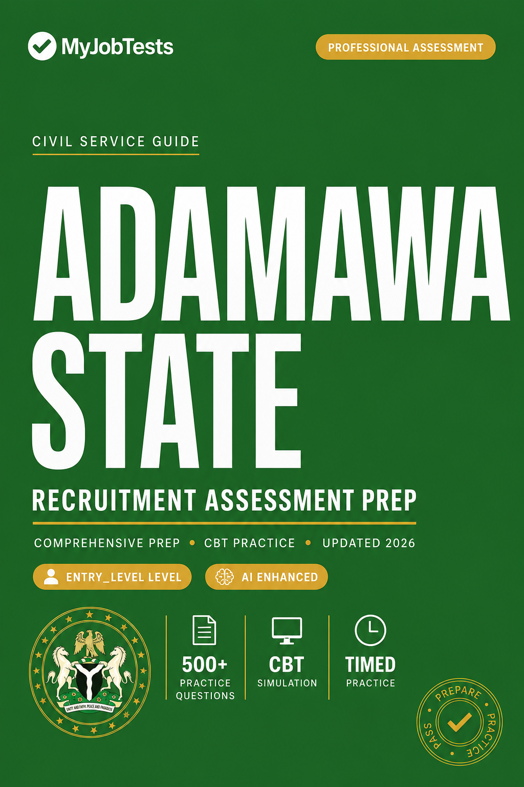 Adamawa State Civil Service Recruitment Exam Prep Pack Adamawa State assessment preparation cover