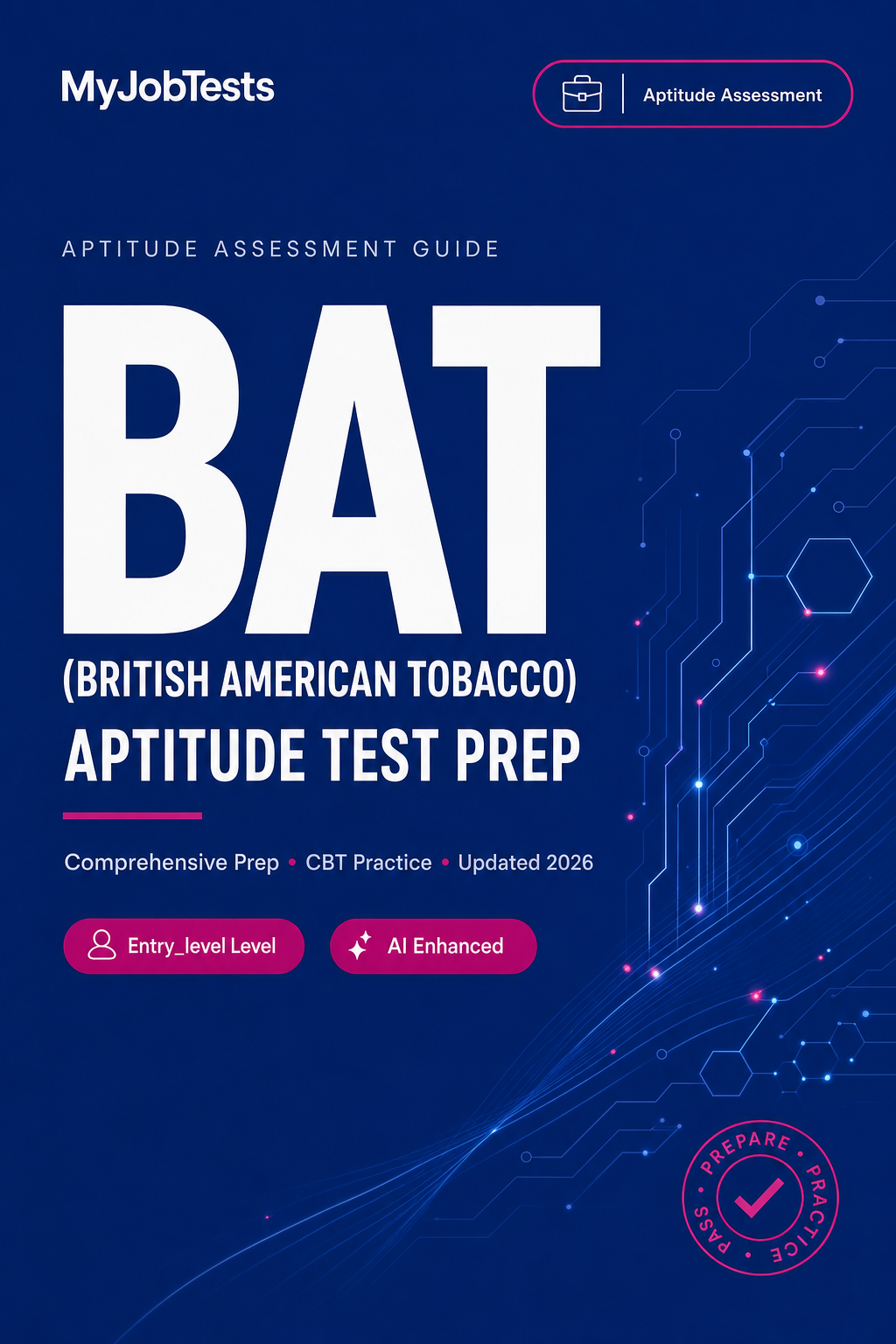 BAT (British American Tobacco) Aptitude Test Prep Pack BAT assessment preparation cover