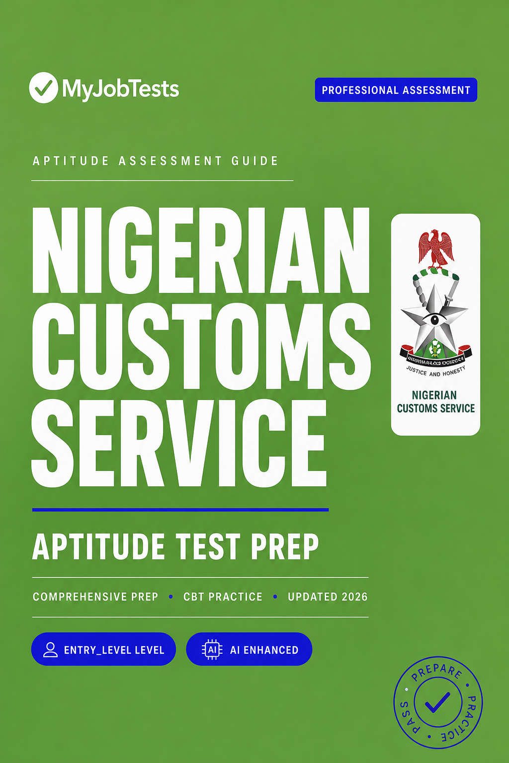 Nigerian Customs Service Recruitment Aptitude Test Prep Questions & Answers Nigerian Customs Service assessment preparation cover