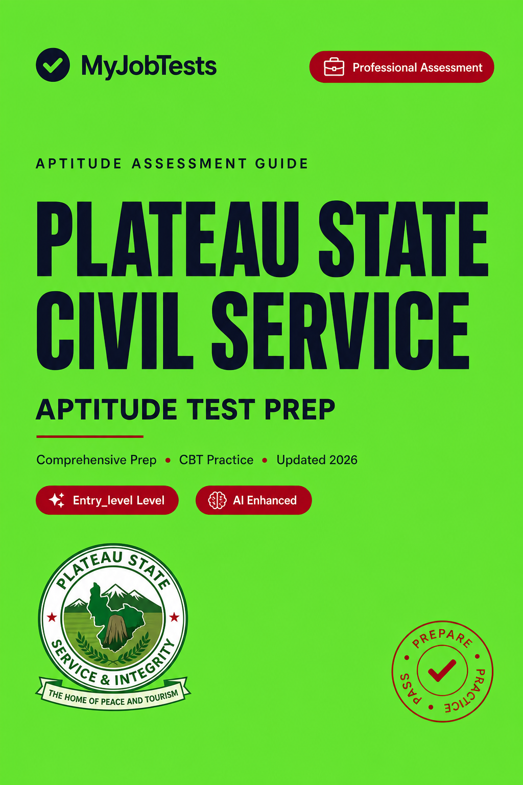 Plateau State Civil Service Aptitude Test Prep Questions & Answers Plateau State Civil Service assessment preparation cover