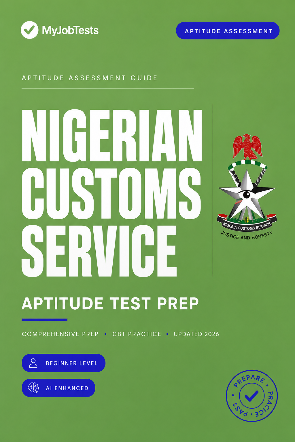 Nigerian Customs Aptitude Test Prep Questions & Answers Nigerian Customs Service assessment preparation cover